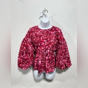 KIKA VARGAS For Target Ballon Sleeve Scallop Open Back Blouse Size XS